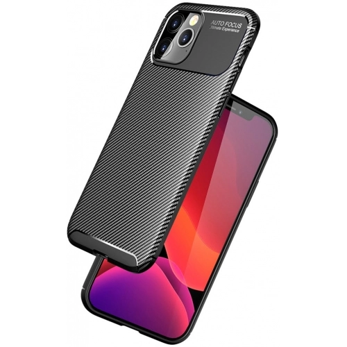 Apple iPhone 12 Pro Max (6.7) Kılıf Silikon Parmak İzi Bırakmayan Karbon Soft Negro Kapak - Lacivert