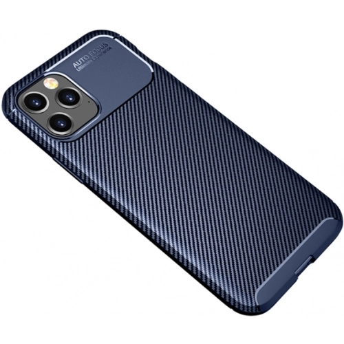 Apple iPhone 12 Pro Max (6.7) Kılıf Silikon Parmak İzi Bırakmayan Karbon Soft Negro Kapak - Lacivert