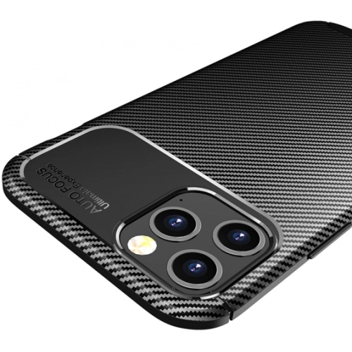 Apple iPhone 12 Pro Max (6.7) Kılıf Silikon Parmak İzi Bırakmayan Karbon Soft Negro Kapak - Lacivert