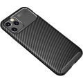 Apple iPhone 12 Pro Max (6.7) Kılıf Silikon Parmak İzi Bırakmayan Karbon Soft Negro Kapak - Siyah