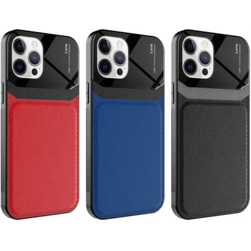 Apple iPhone 12 Pro Max (6.7) Kılıf Deri Görünümlü Emiks Kapak - Mavi