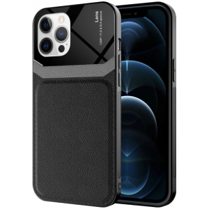 Apple iPhone 12 Pro Max (6.7) Kılıf Deri Görünümlü Emiks Kapak - Siyah