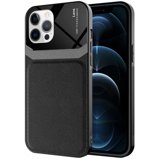 Apple iPhone 12 Pro Max (6.7) Kılıf Deri Görünümlü Emiks Kapak - Siyah