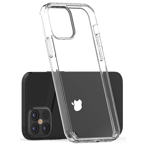 Apple iPhone 12 Pro Max (6.7) Kılıf Korumalı Kenarları Silikon Arkası Sert Coss Kapak  - Şeffaf