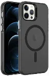 Apple iPhone 12 Pro Max (6.7) Kılıf Magsafe Şarj Özellikli Buzlu Transparan C-Pro Sert Kapak - Siyah