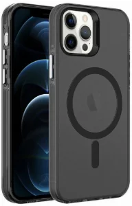 Apple iPhone 12 Pro Max (6.7) Kılıf Magsafe Şarj Özellikli Buzlu Transparan C-Pro Sert Kapak - Siyah