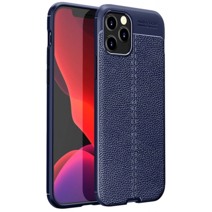 Apple iPhone 12 Pro Max (6.7) Kılıf Deri Görünümlü Lüks Parmak İzi Bırakmaz Niss Silikon Kapak - Lacivert