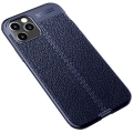 Apple iPhone 12 Pro Max (6.7) Kılıf Deri Görünümlü Lüks Parmak İzi Bırakmaz Niss Silikon Kapak - Lacivert
