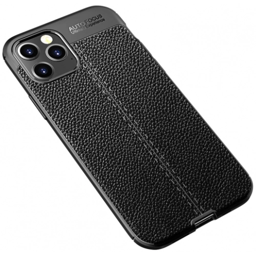 Apple iPhone 12 Pro Max (6.7) Kılıf Deri Görünümlü Lüks Parmak İzi Bırakmaz Niss Silikon Kapak - Siyah