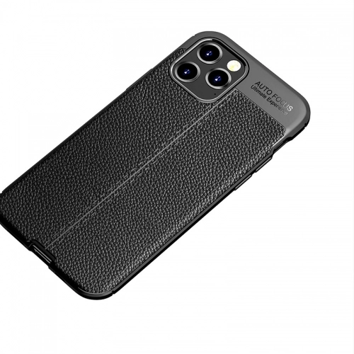 Apple iPhone 12 Pro Max (6.7) Kılıf Deri Görünümlü Lüks Parmak İzi Bırakmaz Niss Silikon Kapak - Siyah