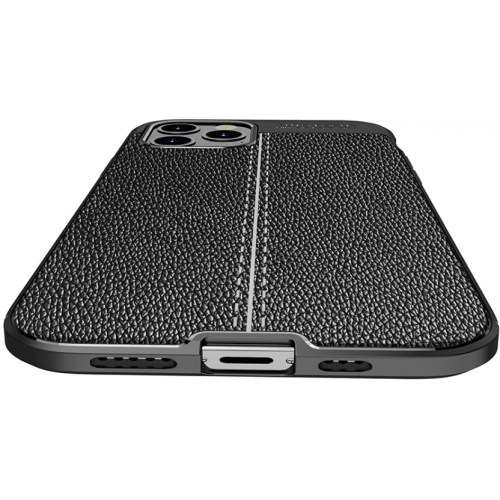 Apple iPhone 12 Pro Max (6.7) Kılıf Deri Görünümlü Lüks Parmak İzi Bırakmaz Niss Silikon Kapak - Siyah