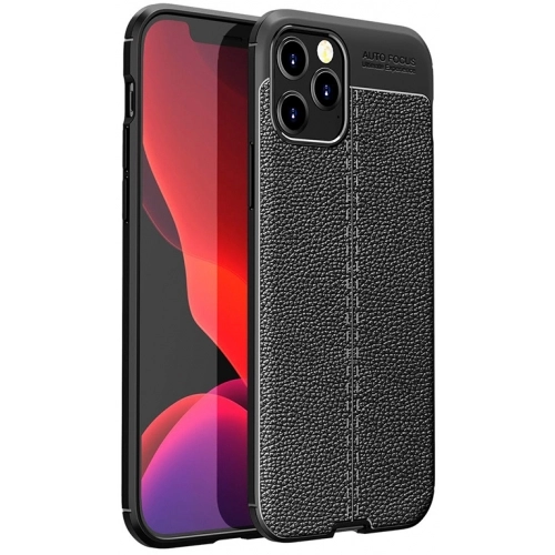 Apple iPhone 12 Pro Max (6.7) Kılıf Deri Görünümlü Lüks Parmak İzi Bırakmaz Niss Silikon Kapak - Siyah