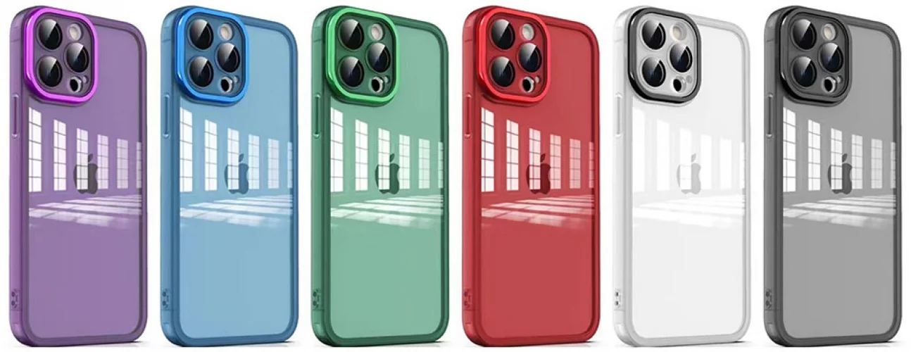 Apple iPhone 12 Pro Max (6.7) Kılıf Şeffaf Esnek Silikon Kenarları Buzlu Kamera Korumalı Post Kapak - Kırmızı