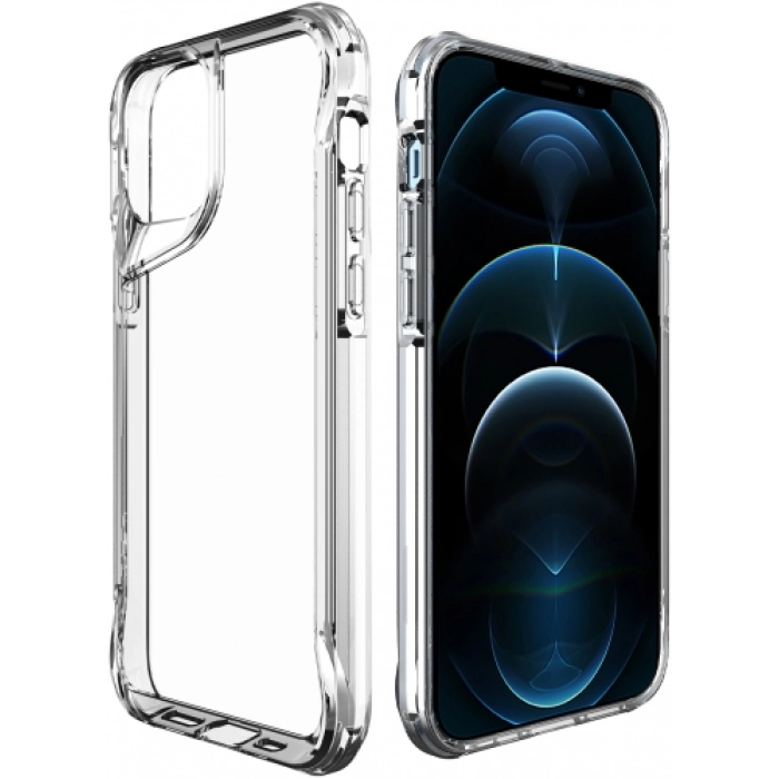 Apple iPhone 12 Pro Max (6.7) Kılıf Şeffaf TPU Kenarları Esnek Crystal T-Max Kapak - Şeffaf