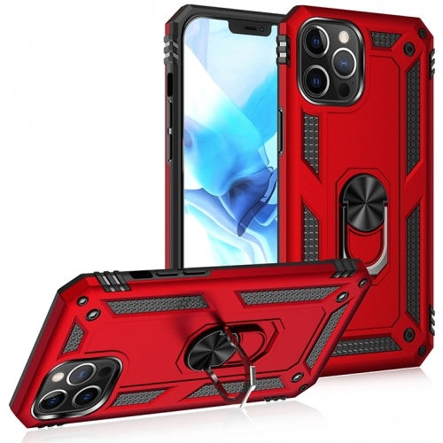 Apple iPhone 12 Pro Max (6.7) Kılıf Silikon Zırhlı Standlı Yüzüklü Mıknatıslı Tank Kapak - Lacivert