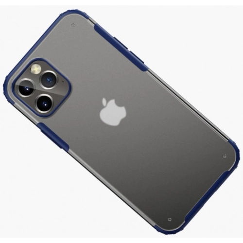 Apple iPhone 12 Pro Max (6.7) Kılıf Volks Serisi Kenarları Silikon Arkası Şeffaf Sert Kapak - Lacivert