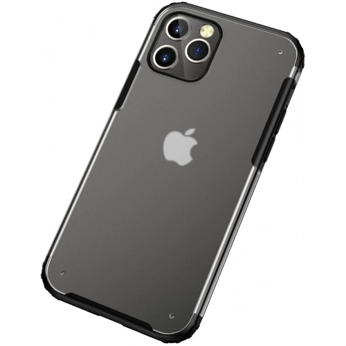 Apple iPhone 12 Pro Max (6.7) Kılıf Volks Serisi Kenarları Silikon Arkası Şeffaf Sert Kapak - Siyah