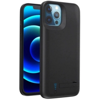 Apple iPhone 12 Pro Max (6.7) Şarjlı Kılıf 6000 mAh Göstergeli Yedek Batarya Powerbank - Siyah