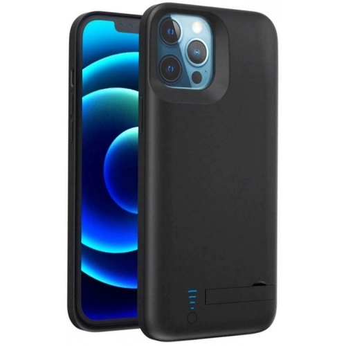 Apple iPhone 12 Pro Max (6.7) Şarjlı Kılıf 6000 mAh Göstergeli Yedek Batarya Powerbank - Siyah