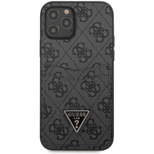 Apple iPhone 12 Pro Max Kılıf GUESS Çift Kart Bölmeli Kapak - Siyah