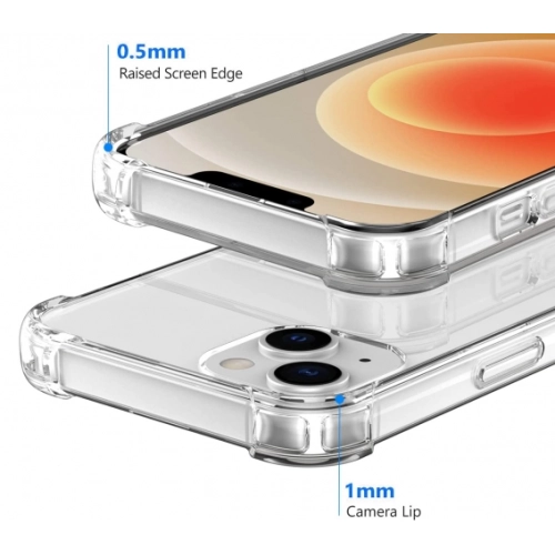 Apple iPhone 13 (6.1) Kılıf Silikon Köşe Korumalı Airbag Darbe Emici Kapak - Şeffaf