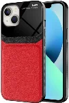 Apple iPhone 13 (6.1) Kılıf Deri Görünümlü Emiks Kapak - Kırmızı