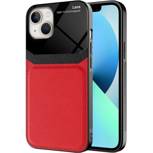 Apple iPhone 13 (6.1) Kılıf Deri Görünümlü Emiks Kapak - Kırmızı