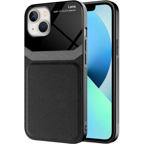 Apple iPhone 13 (6.1) Kılıf Deri Görünümlü Emiks Kapak - Siyah