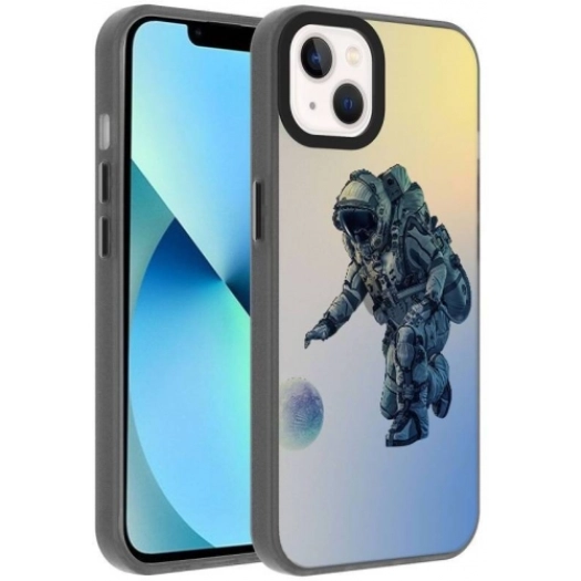 Apple iPhone 13 (6.1) Kılıf Desenli Zore Dragon Sert Kapak - Astronot