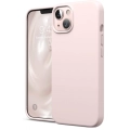 Apple iPhone 13 (6.1) Kılıf İçi Kadife Mat Mara Lansman Silikon Kapak  - Pudra