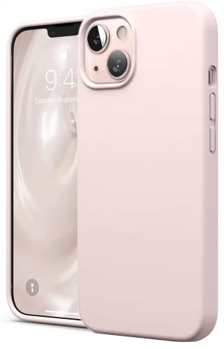 Apple iPhone 13 (6.1) Kılıf İçi Kadife Mat Mara Lansman Silikon Kapak  - Pudra