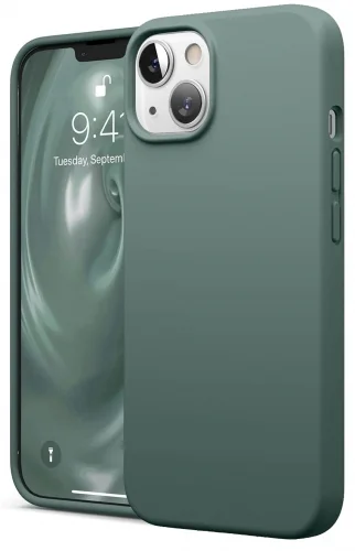 Apple iPhone 13 (6.1) Kılıf İçi Kadife Mat Mara Lansman Silikon Kapak  - Yeşil