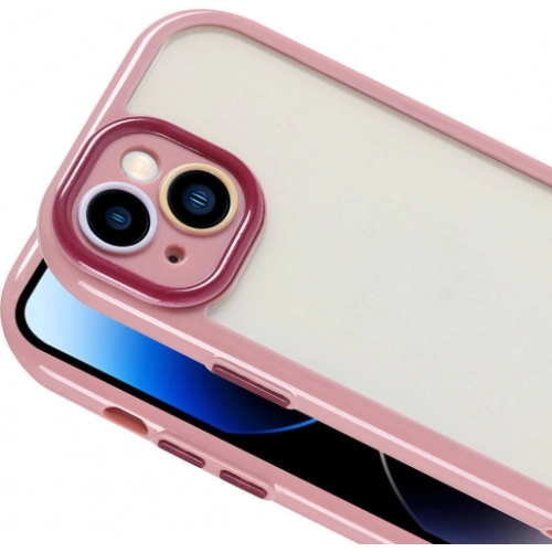 Apple iPhone 13 (6.1) Kılıf Kamera Korumalı Renkli Kenar ve Çerçeve Tasarımlı Vitamin Kapak - Mürdüm