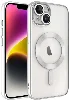 Apple iPhone 13 (6.1) Kılıf Kamera Korumalı Şeffaf Magsafe Wireless Şarj Özellikli Demre Kapak - Gümüş