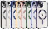 Apple iPhone 13 (6.1) Kılıf Kamera Korumalı Şeffaf Magsafe Wireless Şarj Özellikli Demre Kapak - Koyu Yeşil