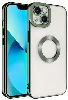 Apple iPhone 13 (6.1) Kılıf Kamera Korumalı Silikon Logo Açık Omega Kapak - Gümüş
