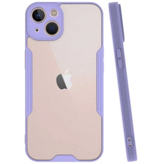 Apple iPhone 13 (6.1) Kılıf Renkli Silikon Kamera Lens Korumalı Şeffaf Parfe Kapak - Lila