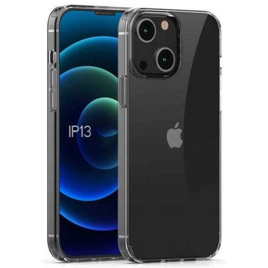 Apple iPhone 13 (6.1) Kılıf Korumalı Kenarları Silikon Arkası Sert Coss Kapak  - Şeffaf