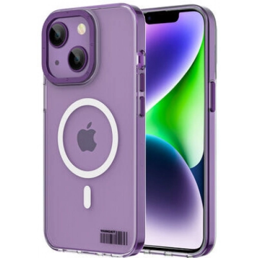 Apple iPhone 13 (6.1) Kılıf Magsafe Şarj Özellikli Youngkit Coloured Glaze Serisi Kapak - Koyu Mor