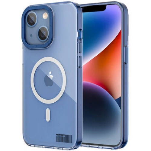 Apple iPhone 13 (6.1) Kılıf Magsafe Şarj Özellikli Youngkit Coloured Glaze Serisi Kapak - Mavi