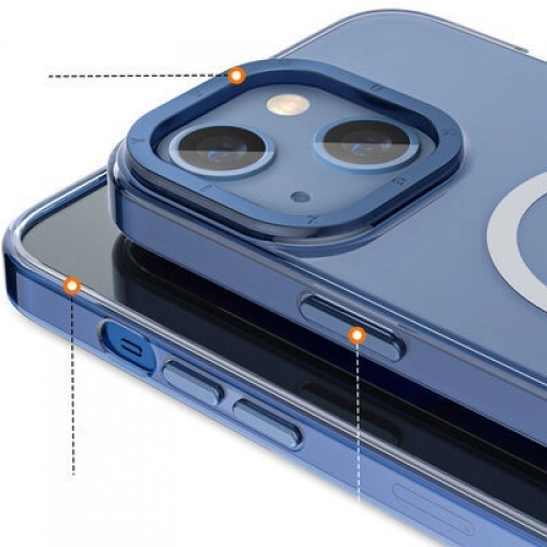 Apple iPhone 13 (6.1) Kılıf Magsafe Şarj Özellikli Youngkit Coloured Glaze Serisi Kapak - Mavi