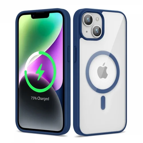 Apple iPhone 13 (6.1) Kılıf Magsafe Wireless Şarj Özellikli Silikon Zore Ege Kapak - Mavi