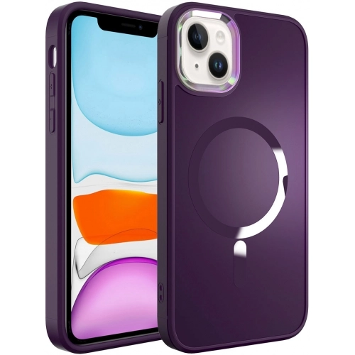 Apple iPhone 13 (6.1) Kılıf Magsafe Wireless Şarj Özellikli Stil Kapak - Koyu Mor