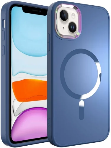 Apple iPhone 13 (6.1) Kılıf Magsafe Wireless Şarj Özellikli Stil Kapak - Sierra Mavi