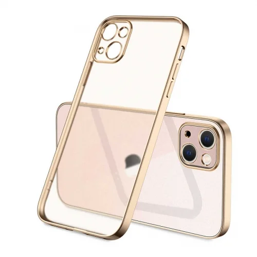 Apple iPhone 13 (6.1) Kılıf Renkli Mat Esnek Kamera Korumalı Silikon G-Box Kapak - Gold
