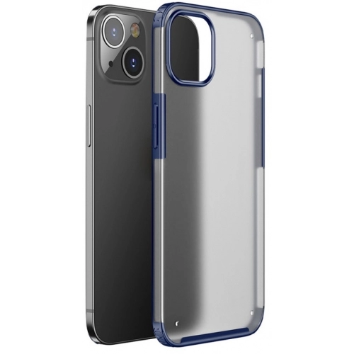 Apple iPhone 13 (6.1) Kılıf Volks Serisi Kenarları Silikon Arkası Şeffaf Sert Kapak - Lacivert