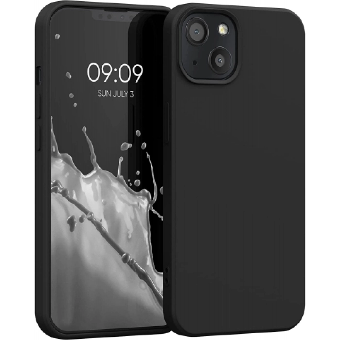 Apple iPhone 13 (6.1) Kılıf Silikon Mat Esnek Kamera Korumalı Biye Kapak - Siyah