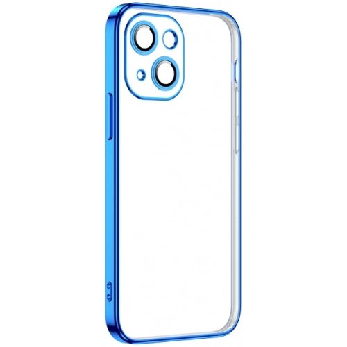 Apple iPhone 13 (6.1) Kılıf Zore Şeffaf Lens Kamera Korumalı Krep Kapak - Mavi