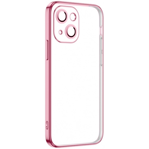 Apple iPhone 13 (6.1) Kılıf Zore Şeffaf Lens Kamera Korumalı Krep Kapak - Pembe