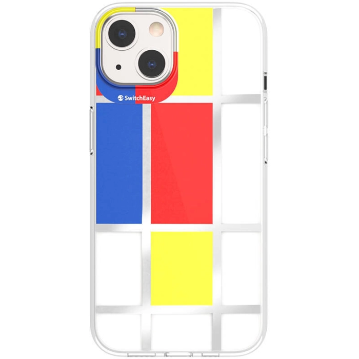 Apple iPhone 13 Çift IMD Baskılı Switcheasy Artist Mondrian Kapak - Sarı